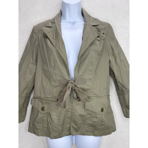 XCVI Women's Green Lightweight Utility Tie Front Jacket Size Large - Picture 2 of 13